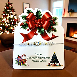 Yeni Yıl Yılbaşı Özel Tasarım Kartlı 5 Şans Bilekliği