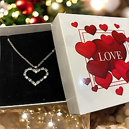 BAYAN ÇELİK ŞIK KALP TAŞLI KOLYE