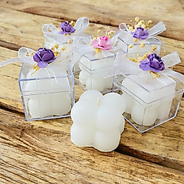 25 ADET ÇİÇEK SÜSLEMELİ BEYAV BUBBLE MUM