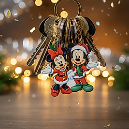 Ahşap Minnie Mickey Mouse Ahşap Anahtarlık