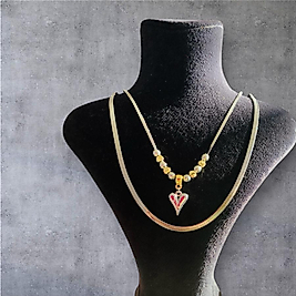 BAYAN ŞIK ÇİFT ZİNCİRLİ KALP ÇELİK KOLYE