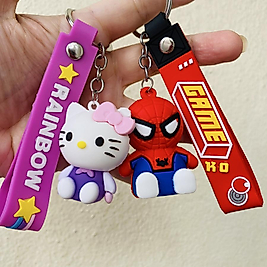 HELLO KİTY ÖRÜMCEK ADAM SİLİKON 3D ÇİFT ANAHTARLIĞI