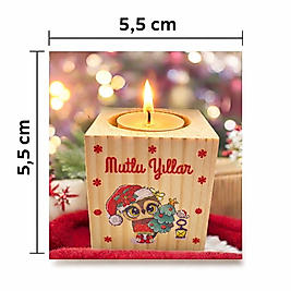 Yeni Yıl Ahşap Mumluk