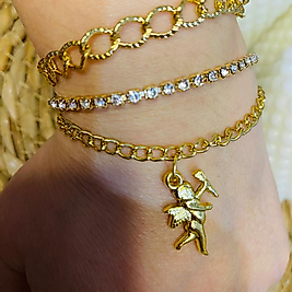 BAYAN 3 LÜ MELEK VE TAŞ DETAYLI 3 LÜ BİLEKLİK SET