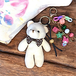 Ayıcıklı Peluş Anahtarlık Çanta Charm