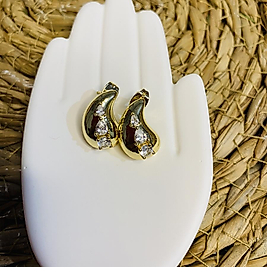 BAYAN ALTIN KAPLAMA TAŞLI MİNİ DAMLA KÜPE