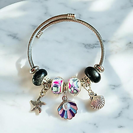 SİYAH DENİZ TEMALI CHARM BAYAN ÇELİK BİLEKLİK