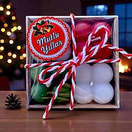 Yeni Yıl Yılbaşı 4 lü Mini Bubble Mum Hediye Paketi