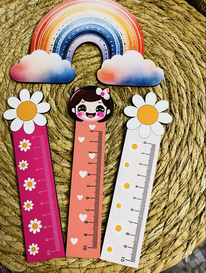 KIZ ÇOCUK SEVİMLİ AHŞAP 3 LÜ CETVEL SET