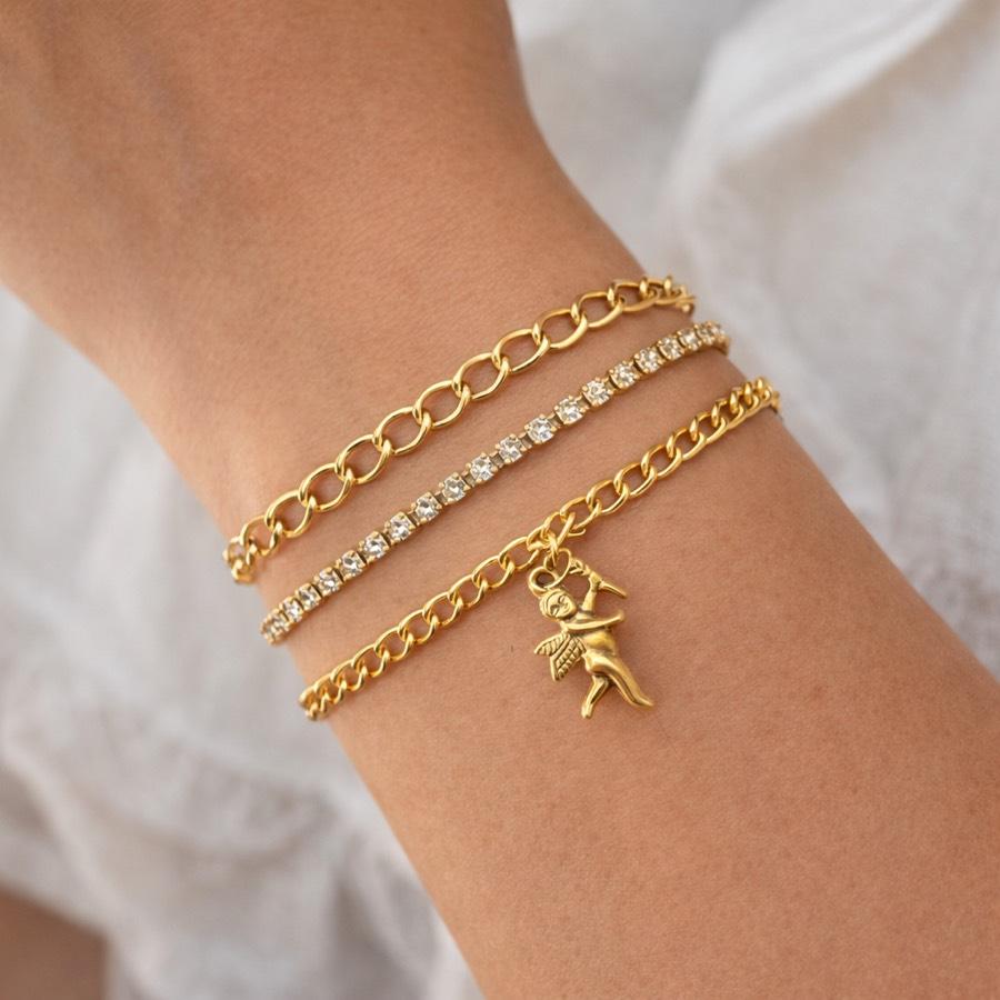 BAYAN 3 LÜ MELEK VE TAŞ DETAYLI 3 LÜ BİLEKLİK SET