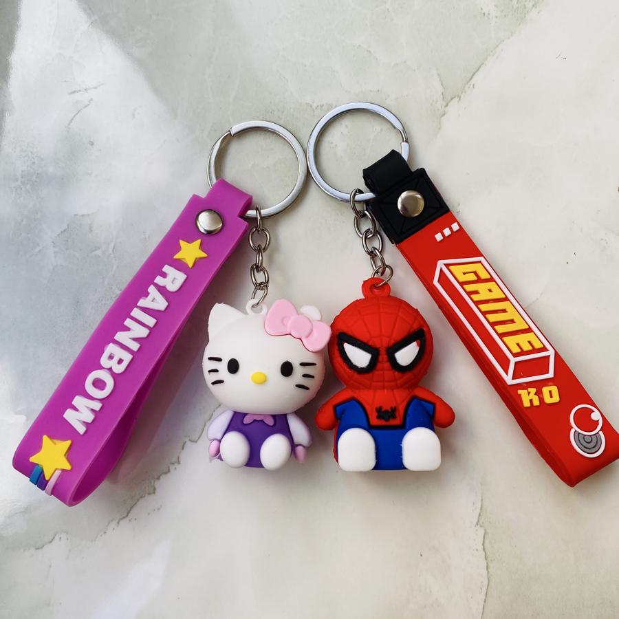 HELLO KİTY ÖRÜMCEK ADAM SİLİKON 3D ÇİFT ANAHTARLIĞI