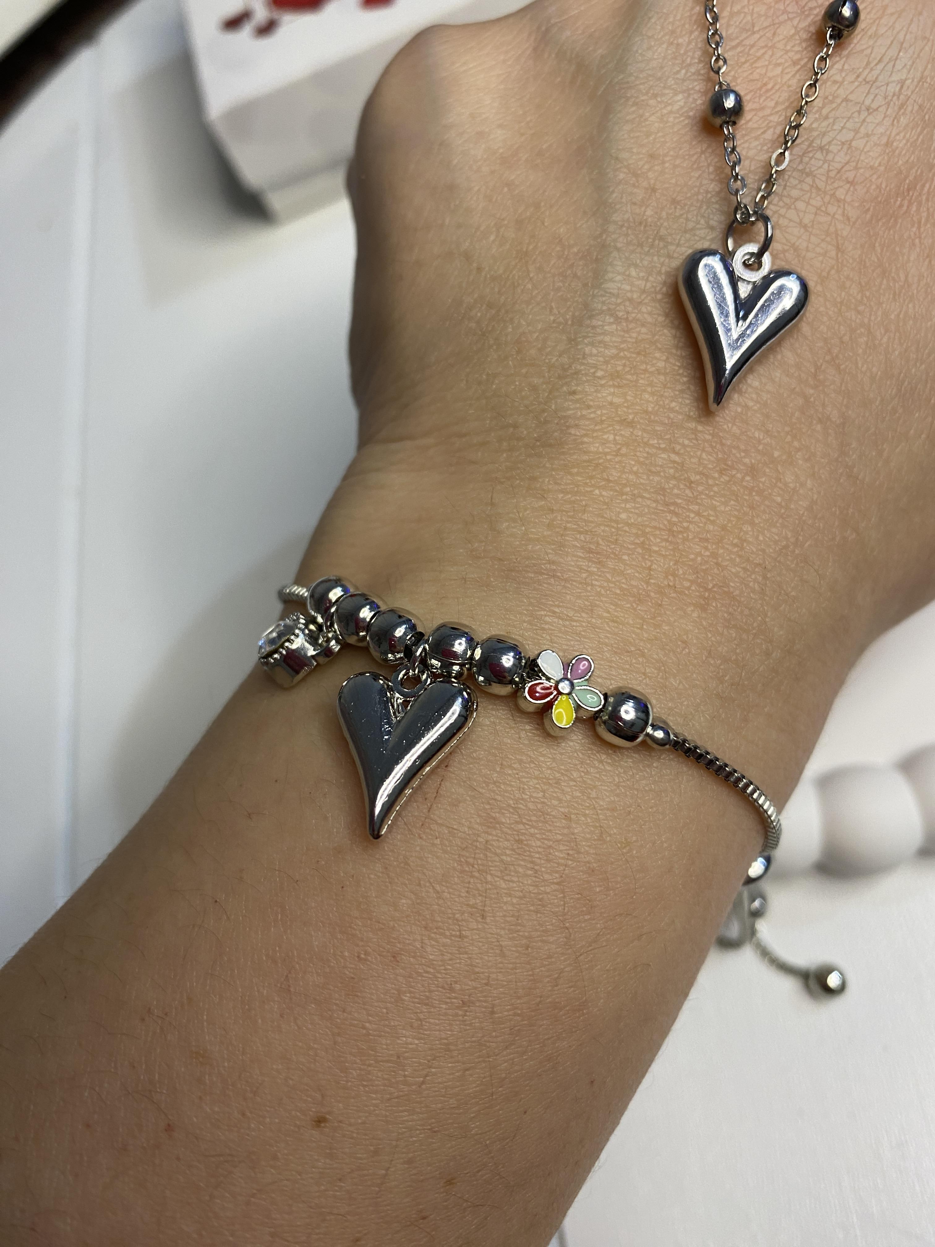 BAYAN ŞIK KALP KOLYE VE BİLEKLİK TAKI SETİ