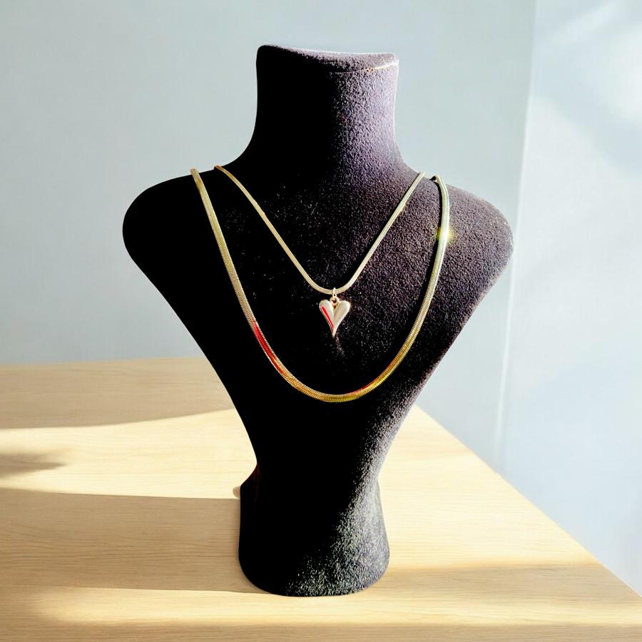 ÇELİK BAYAN EZME ZİNCİRLİ KALP KOLYE