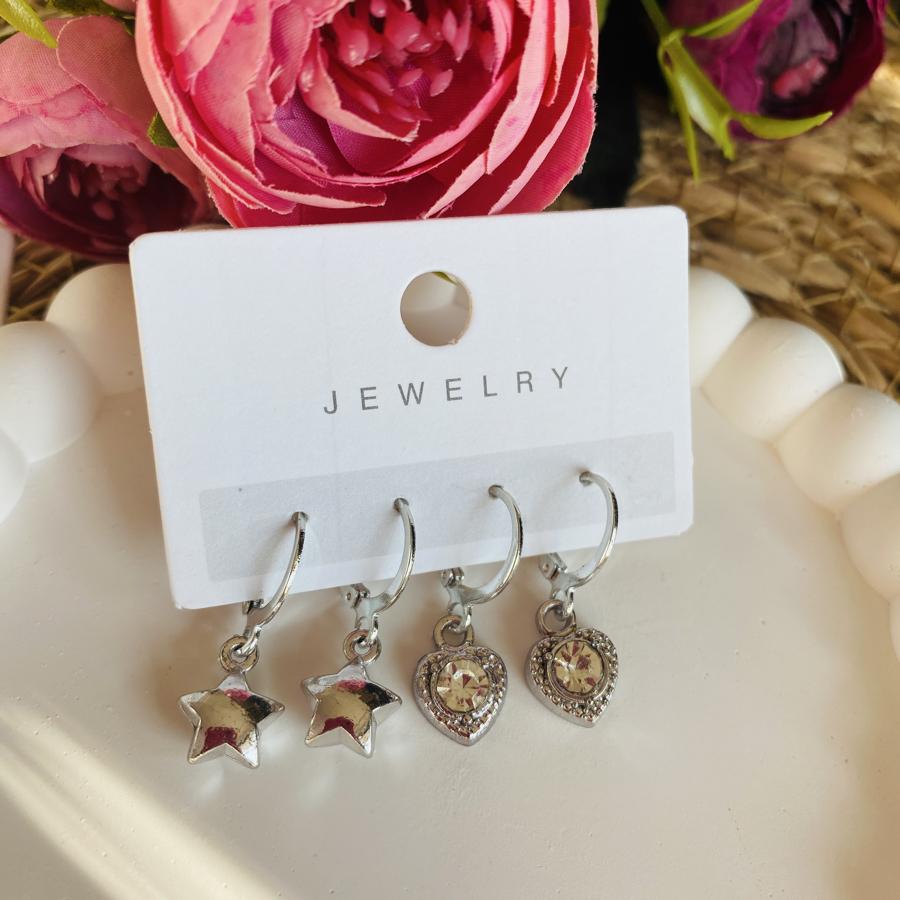 KALP VE YILDIZ DETAYLI İKİLİ KÜPE