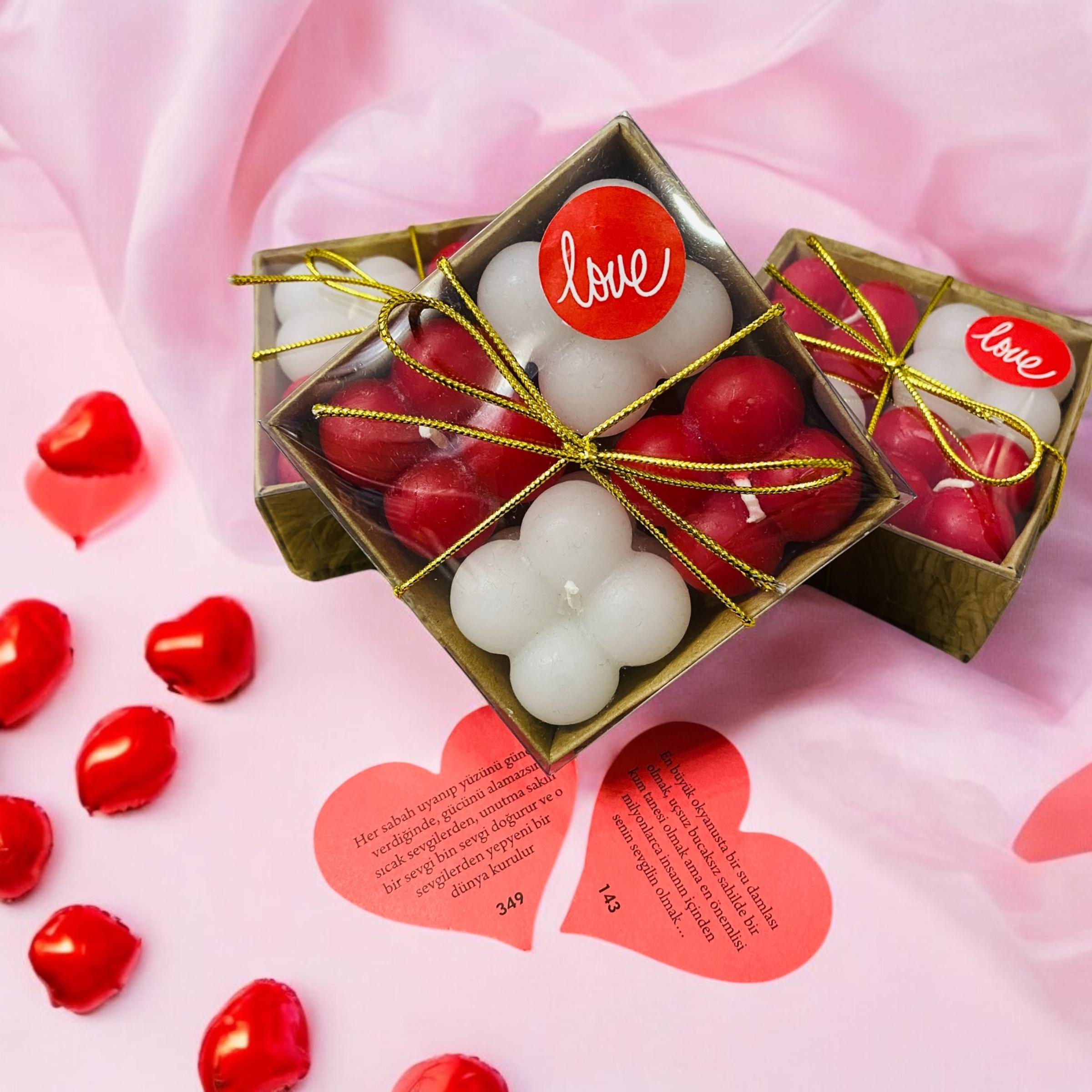 SEVGİLİLER GÜNÜ ÖZEL 4 LÜ LOVE  BUBBLE MUM