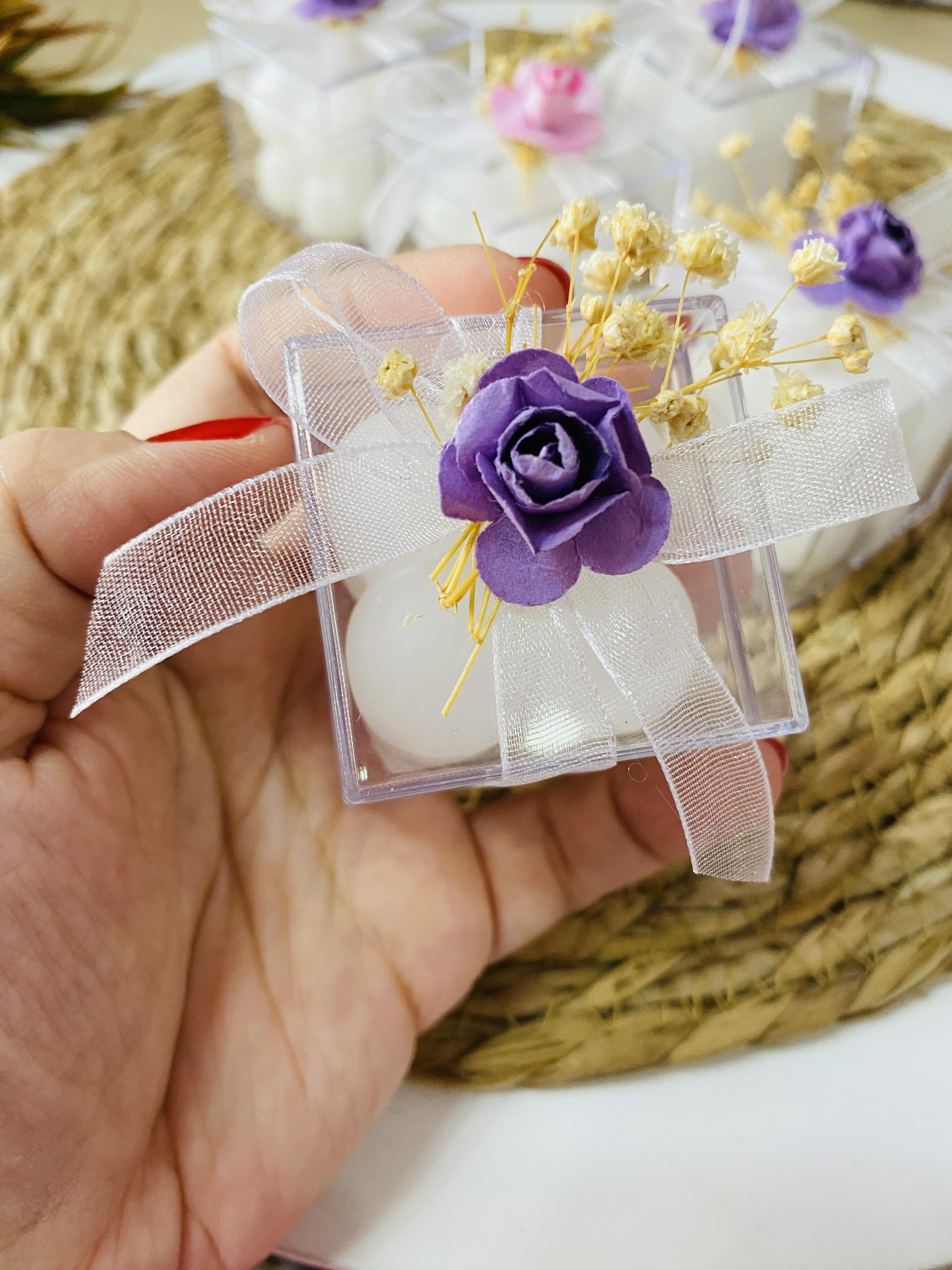 25 ADET ÇİÇEK SÜSLEMELİ BEYAV BUBBLE MUM