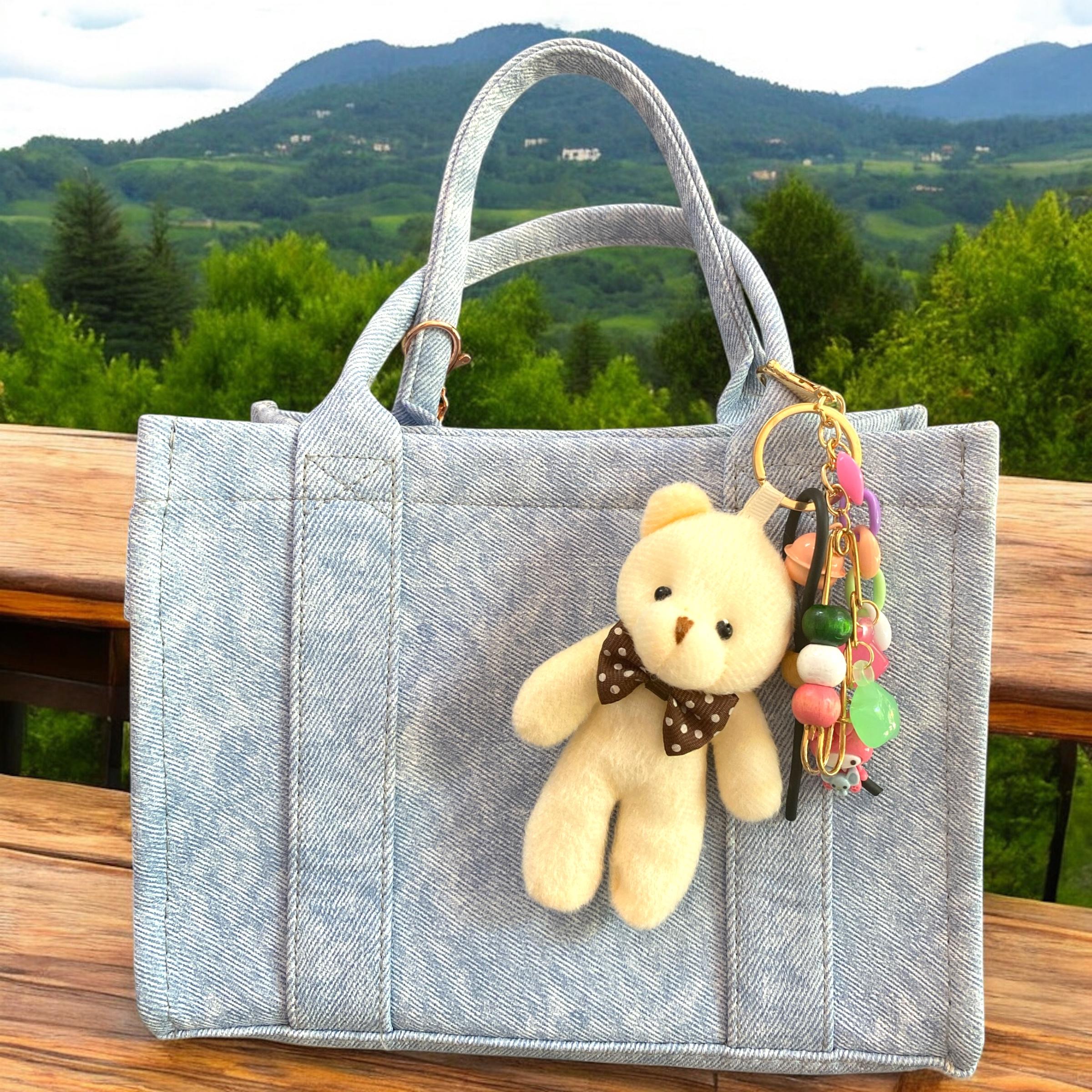 Ayıcıklı Peluş Anahtarlık Çanta Charm