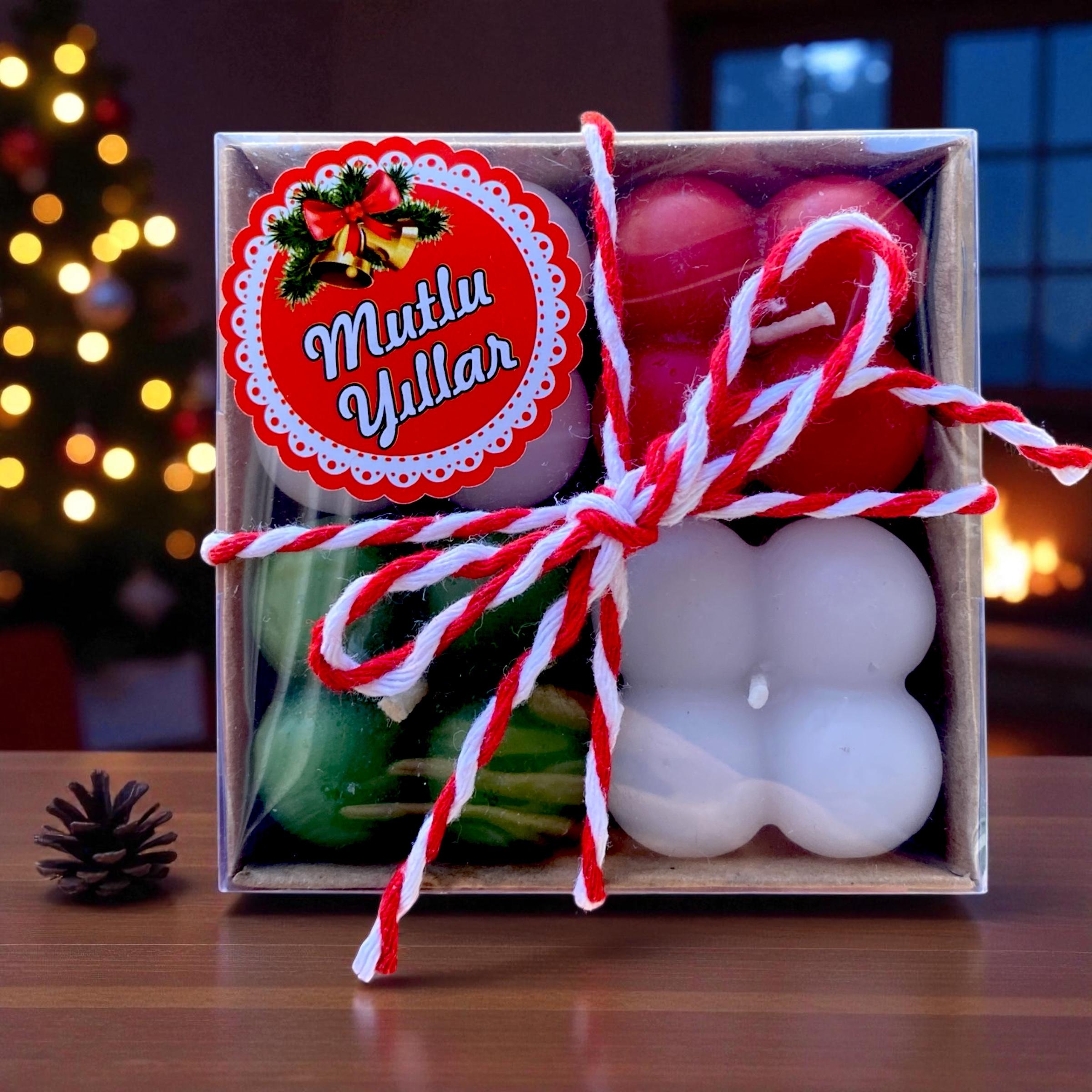 Yeni Yıl Yılbaşı 4 lü Mini Bubble Mum Hediye Paketi