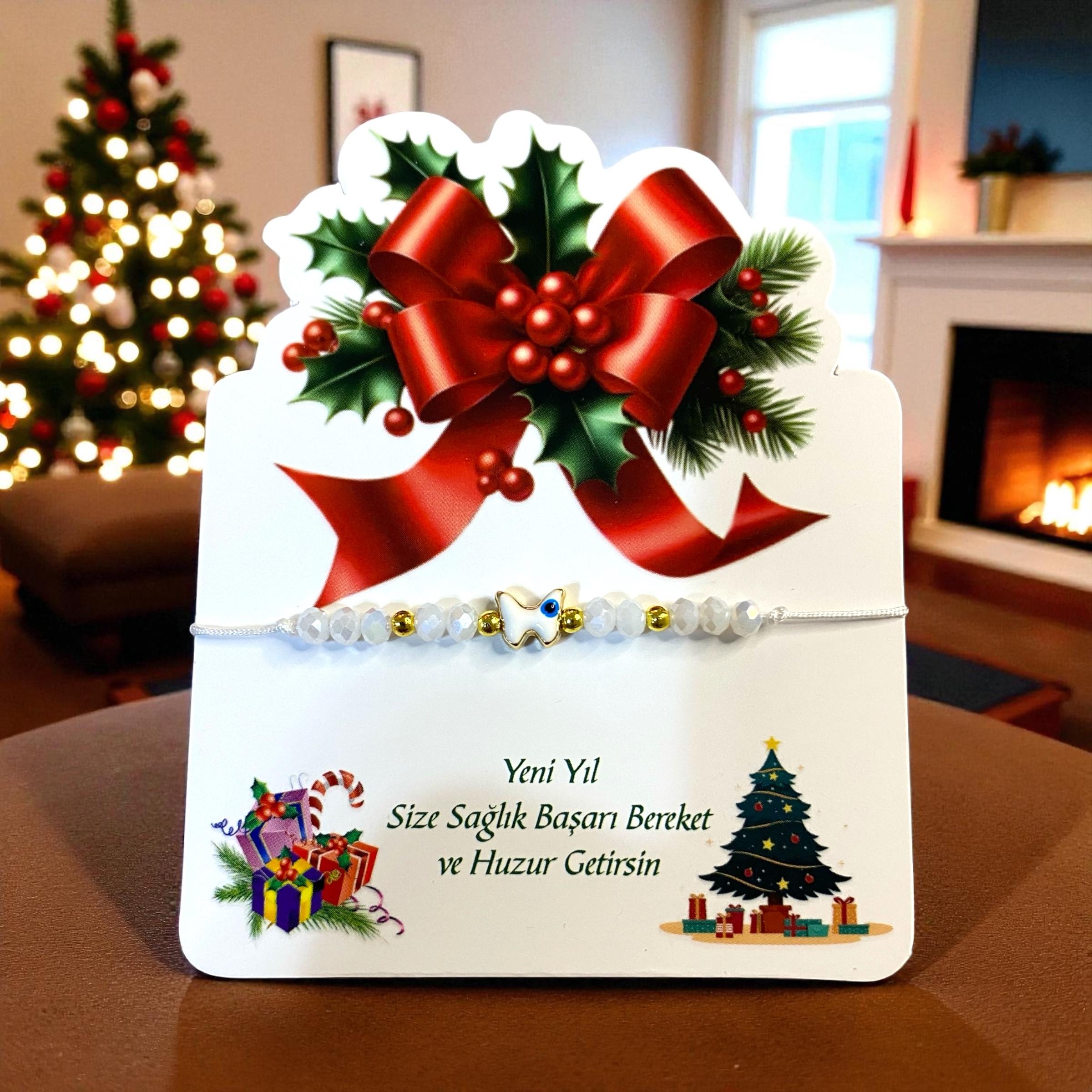 Yeni Yıl Yılbaşı Özel Tasarım Kartlı 5 Şans Bilekliği