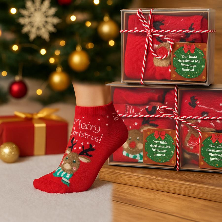 Yeni Yıl Kırmızı Kutulu Çorap