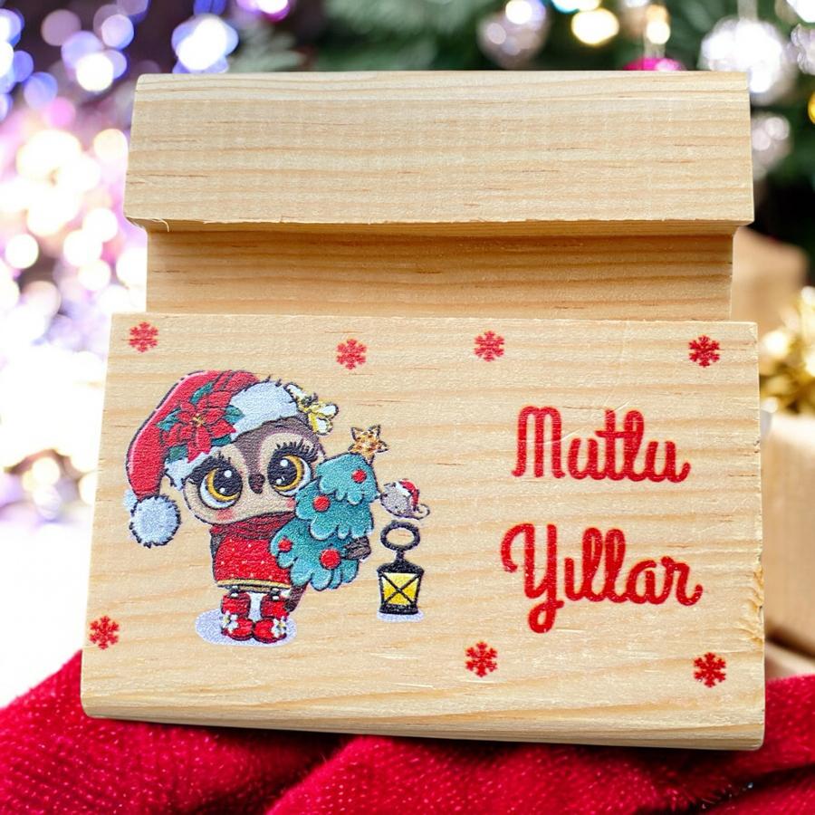 Yeni Yıl Ahşap Telefon Tutucu