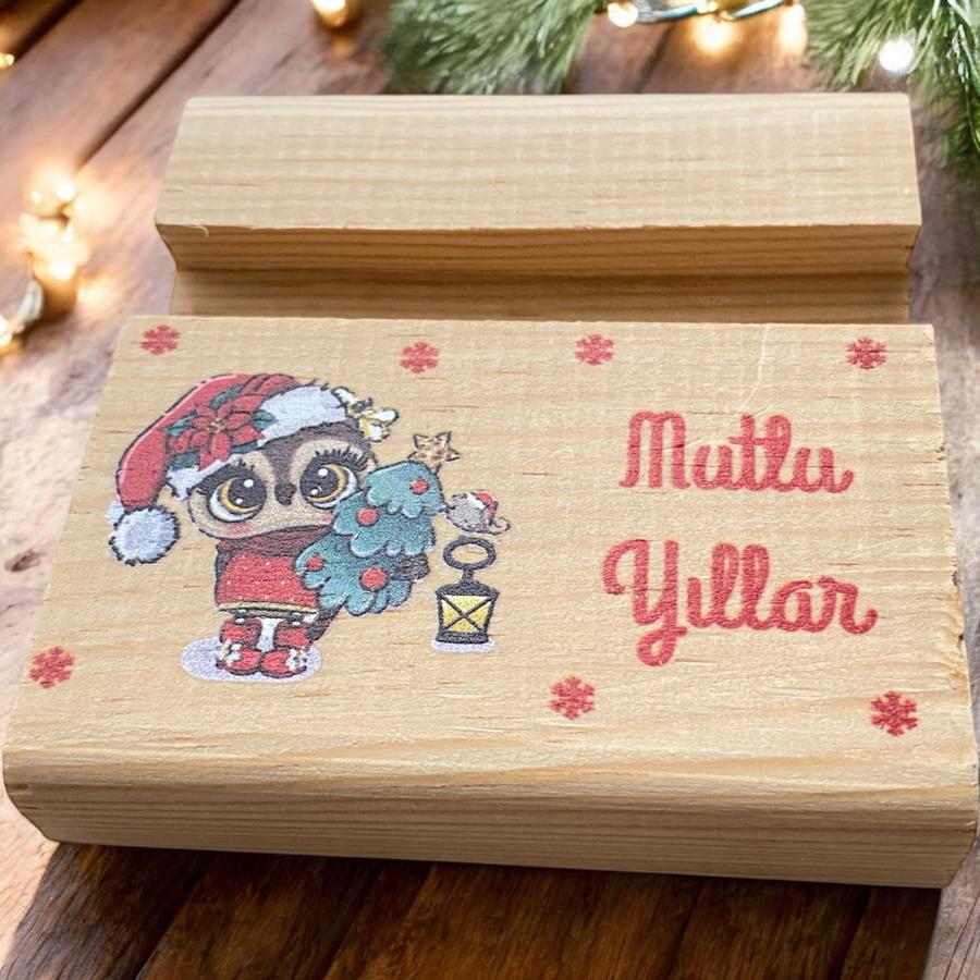 Yeni Yıl Ahşap Telefon Tutucu