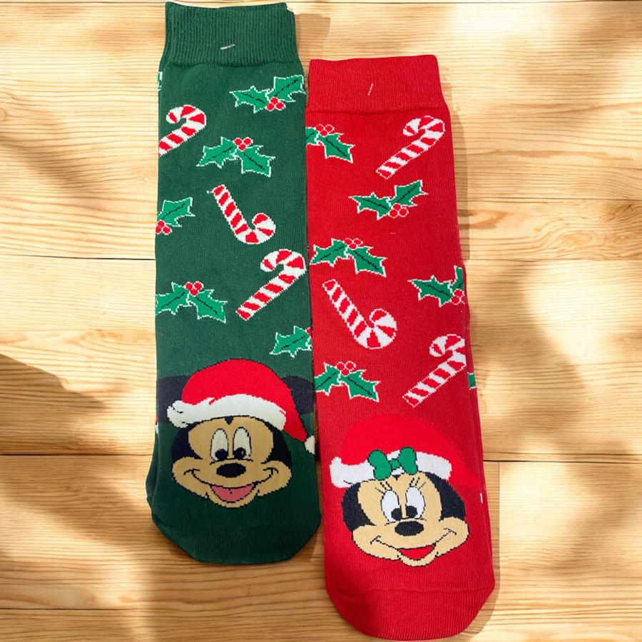 Yeni Yıl Minnie Mickey Çift Çorap Anahtarlık Set